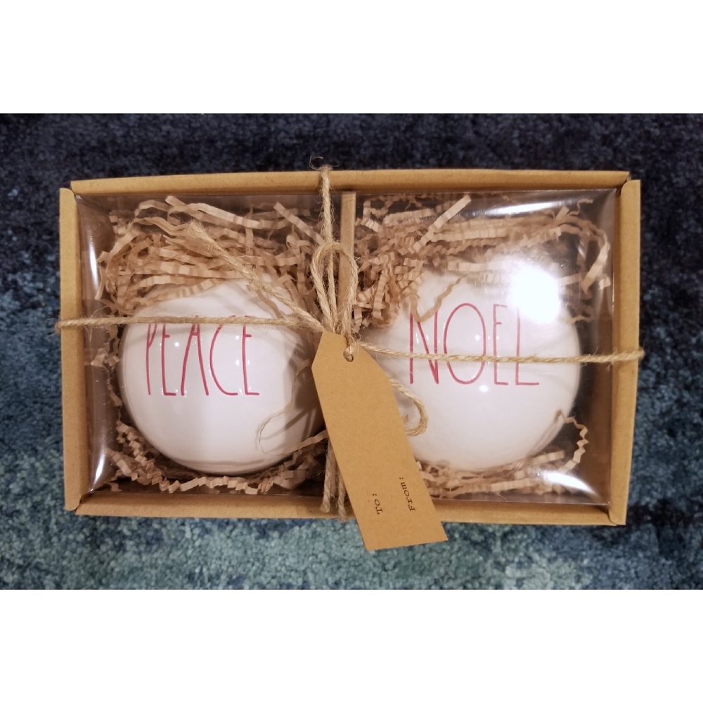 RAE DUNN Peace & Noel Large Christmas Ornaments